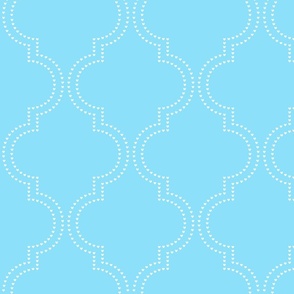 double quatrefoil heart lines cloud blue - kids jumbo brights - perfect for wallpaper curtains bedding