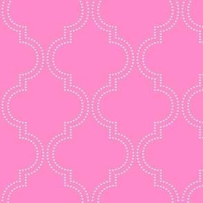 double quatrefoil heart lines popping pink - kids jumbo brights - perfect for wallpaper curtains bedding
