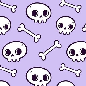 Cute Skulls - Pastel Purple (Medium Scale)