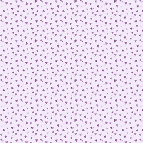 Purple on lilac Ditsy cartoon hearts - small (5  inch)