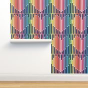 Normal scale // Choose colour and joy // navy background heart with pencils in rainbow colours