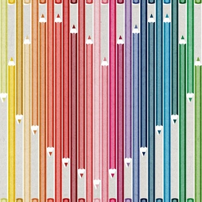 Normal scale // Choose colour and joy // beige background heart with pencils in rainbow colours