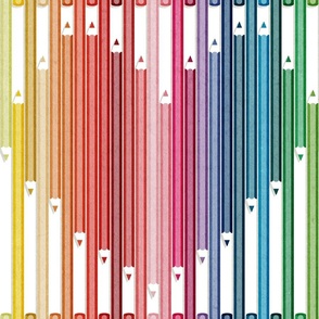 Normal scale // Choose colour and joy // white background heart with pencils in rainbow colours
