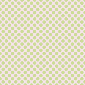 Yellow green polka dots on soft pink background