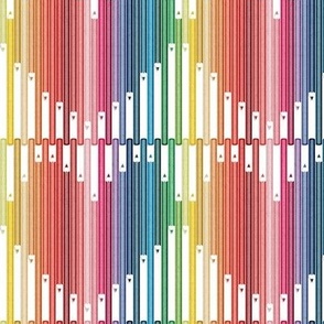 Tiny scale // Choose colour and joy // white background heart with pencils in rainbow colours