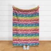 Normal scale // Colourful minds // beige background horizontal pencil stripes in rainbow colours