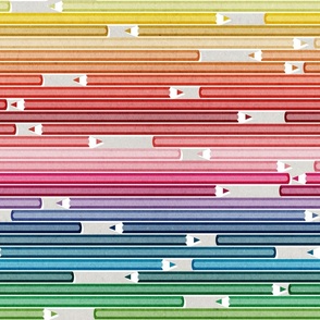 Normal scale // Colourful minds // beige background horizontal pencil stripes in rainbow colours