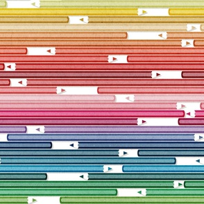 Normal scale // Colourful minds // white background horizontal pencil stripes in rainbow colours