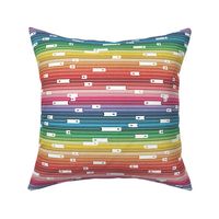 Small scale // Colourful minds // white background horizontal pencil stripes in rainbow colours
