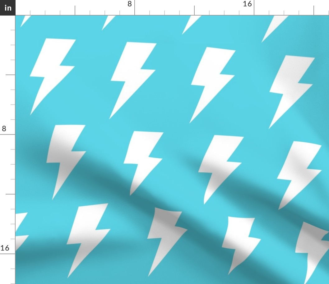 lightning bolts crisp blue inverted - kids jumbo brights - perfect for wallpaper curtains bedding