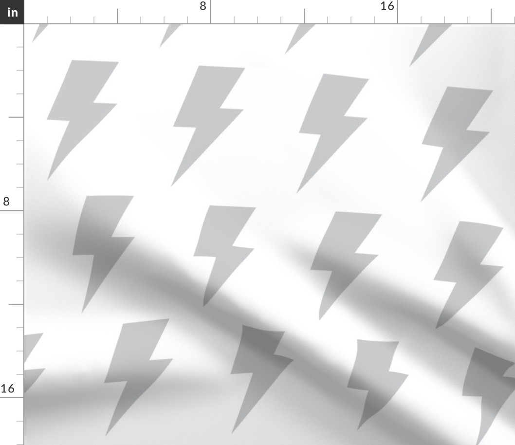 lightning bolts grey - kids jumbo brights - perfect for wallpaper curtains bedding
