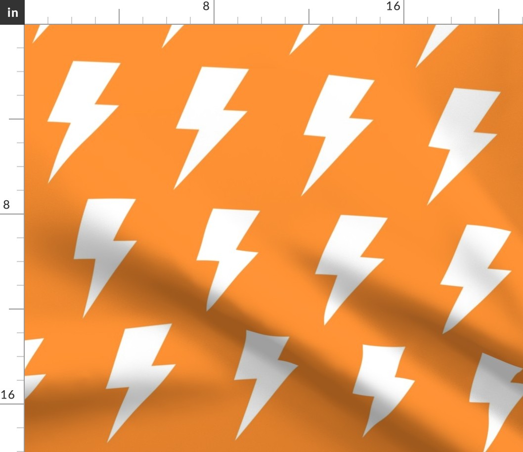 lightning bolts soda pop orange inverted - kids jumbo brights - perfect for wallpaper curtains bedding