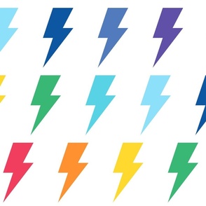 lightning bolts rainbow on white - kids jumbo brights - perfect for wallpaper curtains bedding