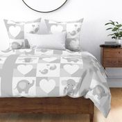 Gray Elephant Hearts Quilt Neutral Baby 