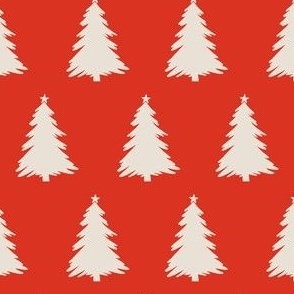 Christmas Trees in White and Red