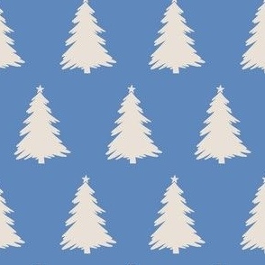 Christmas Trees in White and Blue