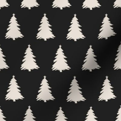 Christmas Trees in White and charcoal