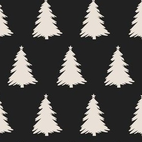 Christmas Trees in White and charcoal