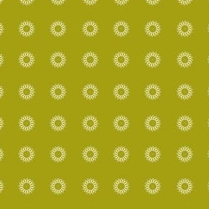 Christmas -Sunflower Outline- Ivory on Olive - faf3e3, a5a011