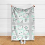 Mint Green Elephant Hearts Quilt Baby 