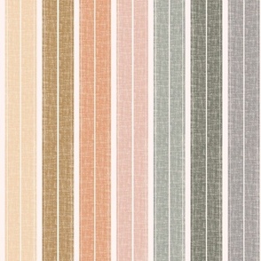Textured Linen  Boho Rainbow Stripe _Vertical