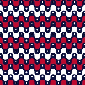 Wavy Stars And Stripes. Red, White And Blue US Flag
