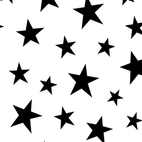 stars black and white - kids jumbo brights - perfect for wallpaper curtains bedding