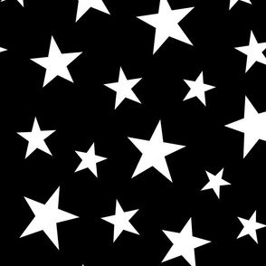 stars black and white inverted - kids jumbo brights - perfect for wallpaper curtains bedding