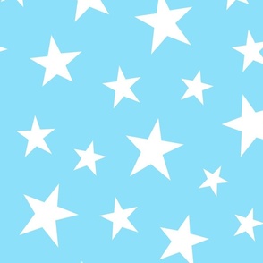 stars cloud blue inverted - kids jumbo brights - perfect for wallpaper curtains bedding