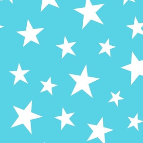 stars crisp blue inverted - kids jumbo brights - perfect for wallpaper curtains bedding