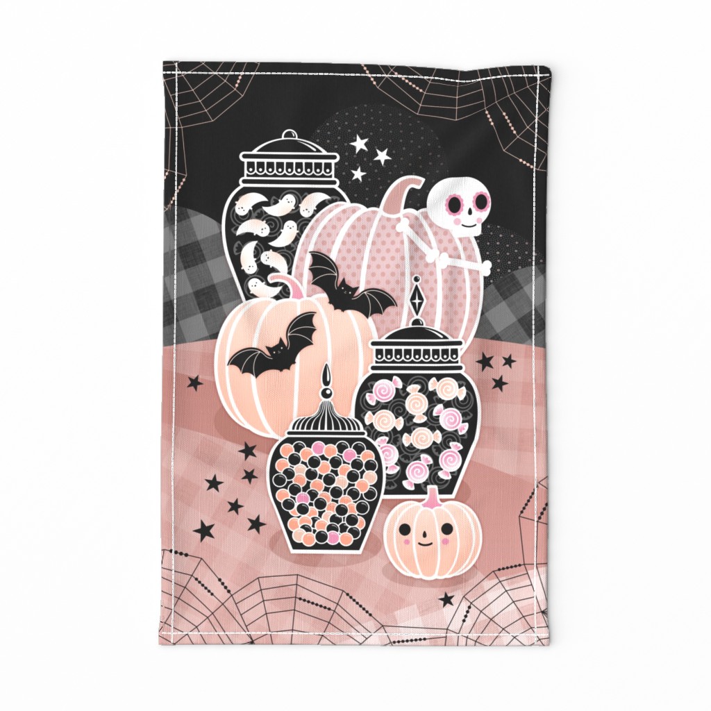 Pastel Halloween Still Life- Panel- Wall Hanging- Tea Towel