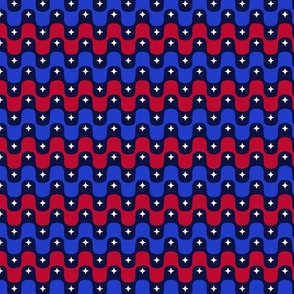 Wavy Stars And Stripes. Red, White And Blue USA Flag