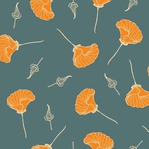 California Poppy in Teal