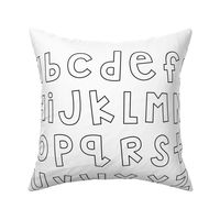 jumpin' jack alphabet letters FQ lowercase outline on white