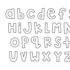 jumpin' jack alphabet letters FQ lowercase outline on white