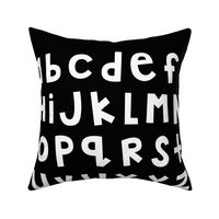 jumpin' jack alphabet letters FQ lowercase white on black