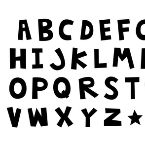 jumpin' jack alphabet letters FQ uppercase black on white