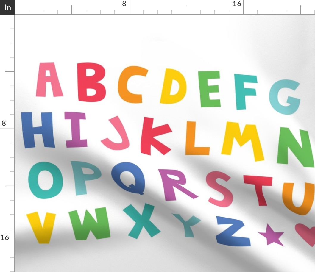 jumpin' jack alphabet letters FQ uppercase color on white