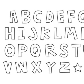 jumpin' jack alphabet letters FQ uppercase outline on white