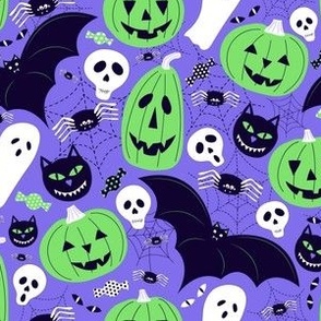 Spooky cute Halloween green, purple and black