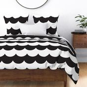 waves black and white - kids jumbo brights - perfect for wallpaper curtains bedding