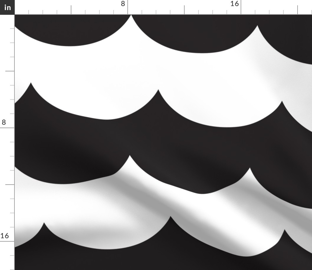 waves black and white - kids jumbo brights - perfect for wallpaper curtains bedding