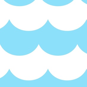 waves cloud blue - kids jumbo brights - perfect for wallpaper curtains bedding