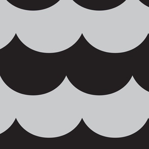 waves black and grey - kids jumbo brights - perfect for wallpaper curtains bedding