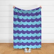 waves cloud blue and purple fizz - kids jumbo brights - perfect for wallpaper curtains bedding