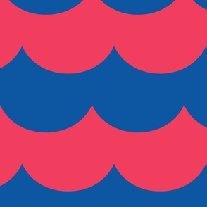 waves dazzled blue and candied red - kids jumbo brights - perfect for wallpaper curtains bedding