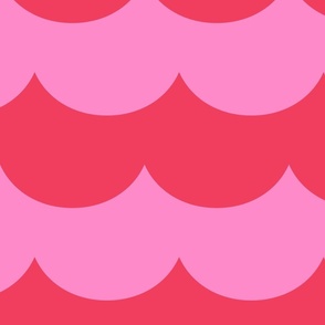 waves popping pink and candied red - kids jumbo brights - perfect for wallpaper curtains bedding