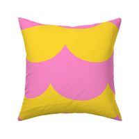 waves popping pink and sunray yellow - kids jumbo brights - perfect for wallpaper curtains bedding