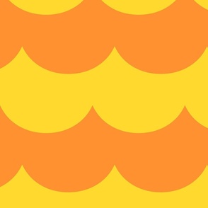 waves soda pop orange and sunray yellow - kids jumbo brights - perfect for wallpaper curtains bedding