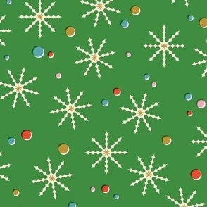 Snow Day (Green) || festive snowflakes & spots